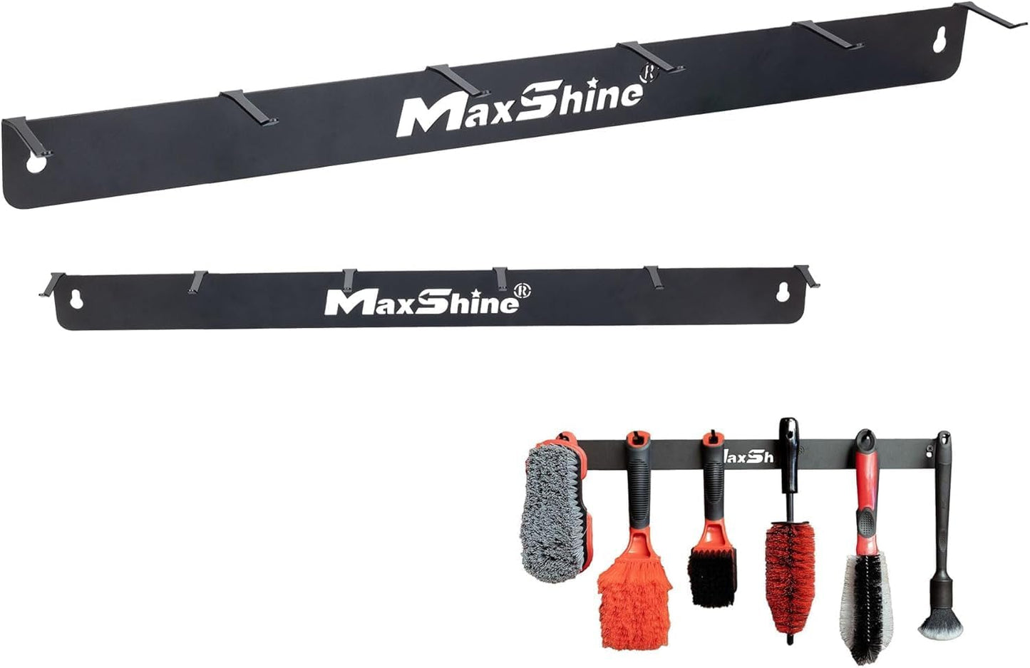 Maxshine Universal Detailing Brush Hanger - 6 Organizer Hooks, Lightweight Wall-Mounted Design for Auto Detailing Supplies, Ideal for Garage & Mobile Use (No Logo, 2, Count)