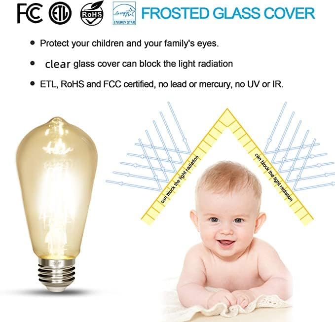 LED Edison Bulb 4W,Antique 40W Vintage Edison Bulb,E26 Light Bulb Non Dimmable Led Bulb 450 Lumens 5500K Cold White,Pack of 3