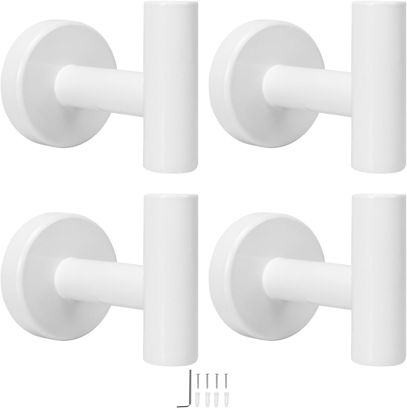 NearMoon Bath Towel Hooks- SUS 304 Stainless Steel Robe Hook Holder, Heavy Duty Coat Hook for Bathroom Livingroom Hotel Kitchen Garage, Wall Mounted- 4 Pack (White)