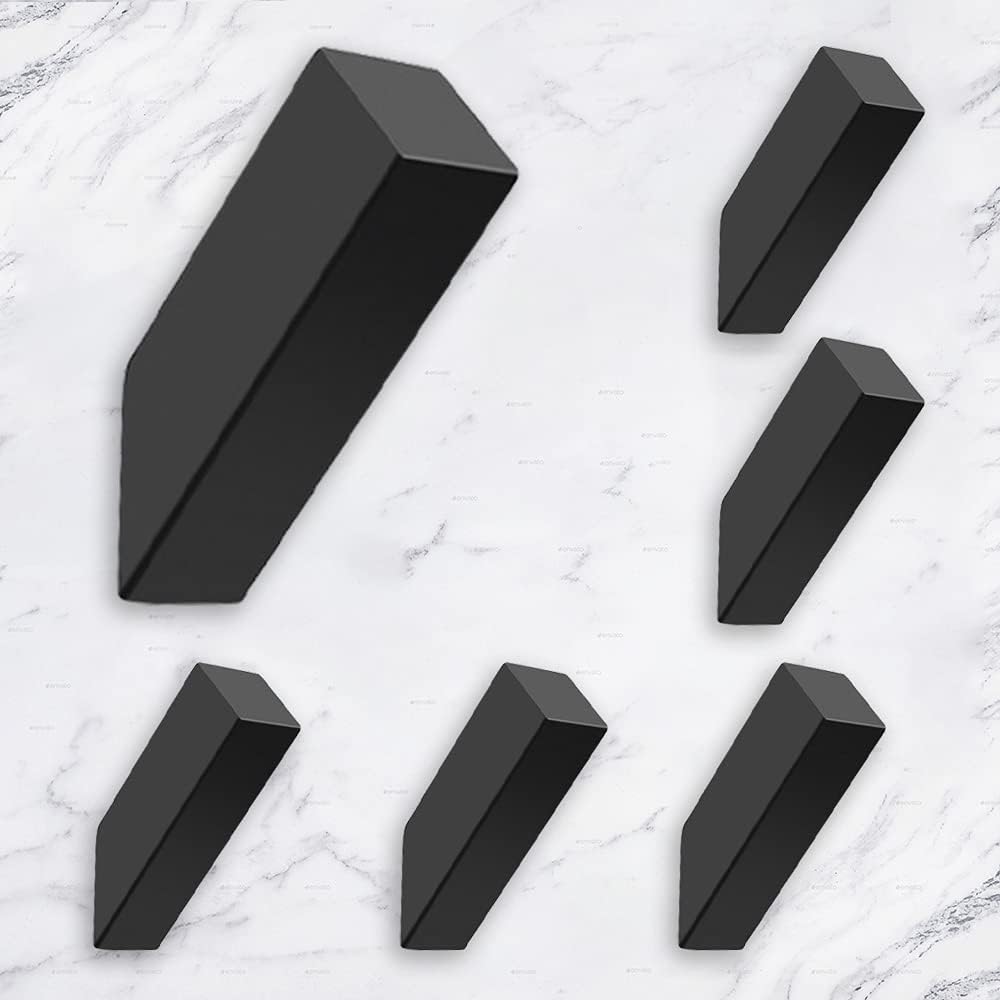 NINETREX Black Towel Hooks Matte Black Robe Hook, Modern Towel Hooks SUS 304 Stainless Steel Heavy Duty Wall Hooks Waterproof for Bathroom Bedroom Entryway Coat mudroom Garage, Wall Mounted 6 Pack