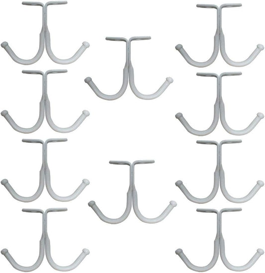 haowei Double Prong Ceiling Hook,WhaGaay 10 Pcs Towel/Robe/Coat Clothes Hook for Closet Top Bathroom Kitchen Cabinet Garage (White)