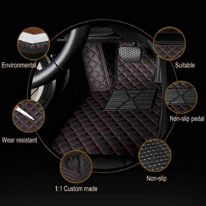 Customized Personalized car Floor mats, All-Weather Luxury car Floor mats, Waterproof and Anti Slip Leather car Floor mat Lining, 95% Customized car, Truck, and SUV Floor mats (Black Blue)