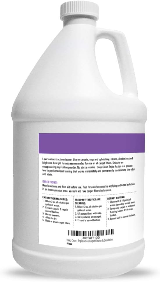 Professional Strength Deep Clean (Gal.) 3X Carpet Cleaner Solution & Deodorizer, Concentrated Encapsulating Carpet Shampoo, Pet Odor & Dirty Carpet Cleaning Solution 128 fl oz.