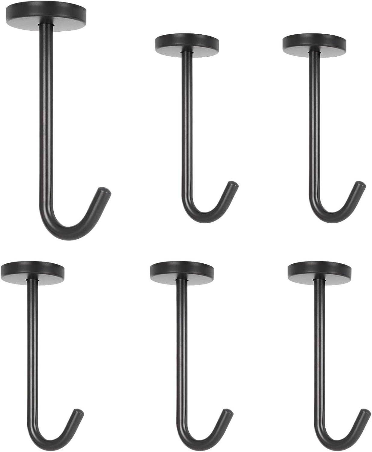 NearMoon Coat Hooks, Wall Hooks for Hanging Hat Hurse Robe, 304 Stainless Steel Heavy Duty Towel Hangers for Bathroom Livingroom Kitchen-Ceiling Hook, 6 Pack (4 Inch, Matte Black)