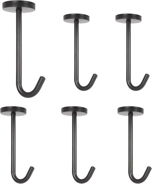 NearMoon Coat Hooks, Wall Hooks for Hanging Hat Hurse Robe, 304 Stainless Steel Heavy Duty Towel Hangers for Bathroom Livingroom Kitchen-Ceiling Hook, 6 Pack (4 Inch, Matte Black)
