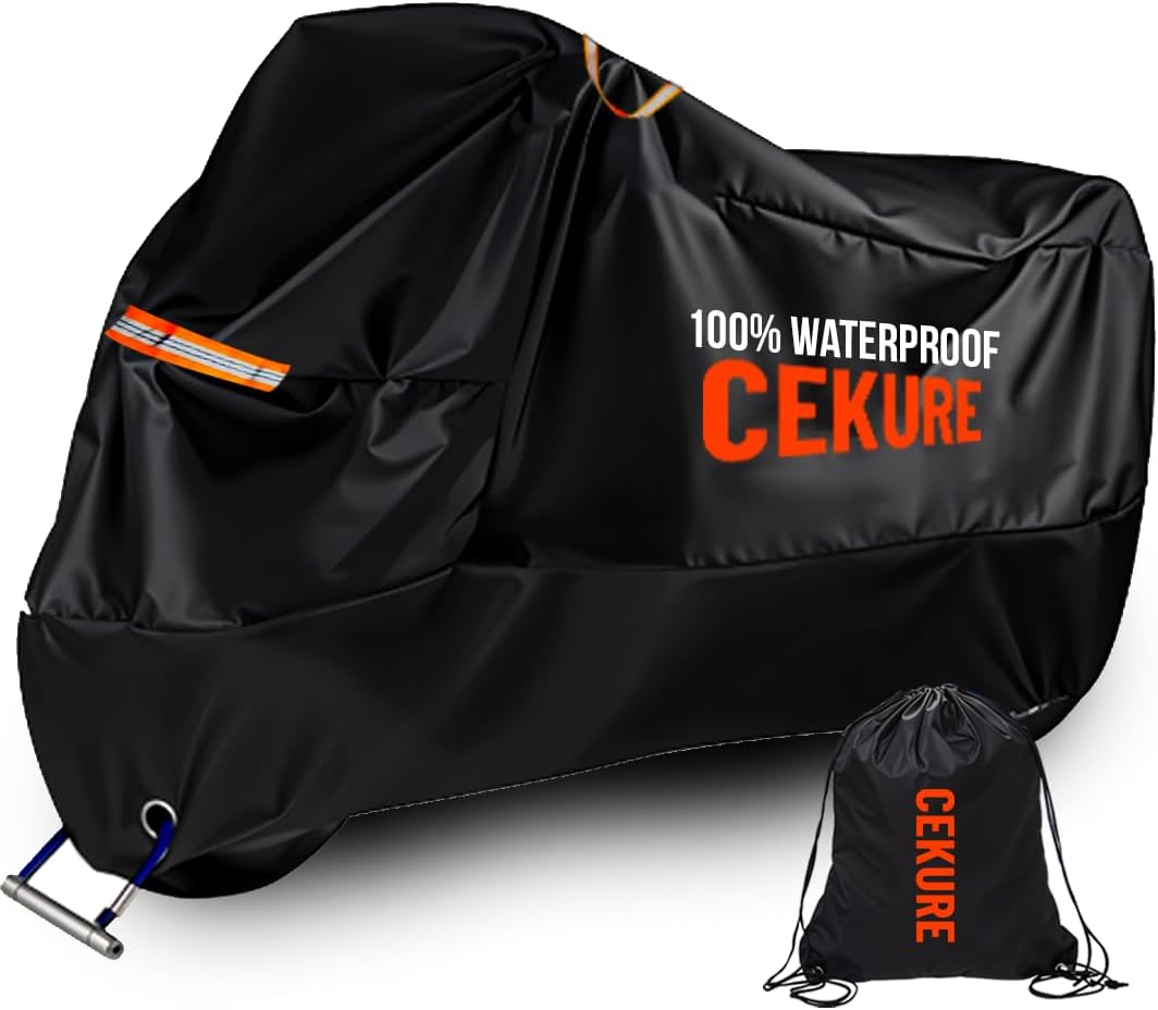 Your Ride! Heavy Duty Motorcycle Cover Waterproof Outdoor 210 Oxford Fabric with Heat Sealed Seams Ultra Waterproof Fits up to 88.6" All Weather Scooter Cover for Sport Bike with Carry Bag