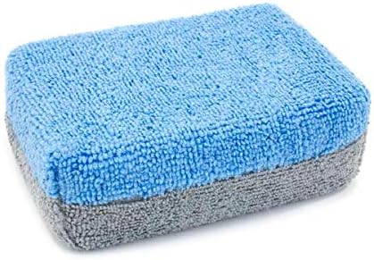 Autofiber Thick [Saver Applicator Terry] Ceramic Coating Applicator Sponge | 12 Pack | with Plastic Barrier to Reduce Product Waste. (Blue/Gray)