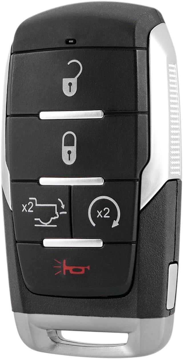 Key Fob Remote Replacement Fits for Dodge Ram 1500 2019 2020 2021 2022 2023 2024 4 Buttons 433MhzSmart Key Fob FCC ID: OHT-4882056 P/N: 68442907 68291689 (5 Buttons)
