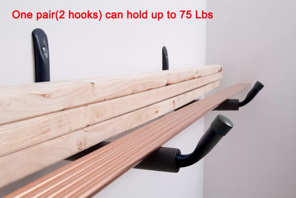 Wintek Heavy Duty Giant Arm Hang-It-All Wall Mount Storage Hook Rack for SUP & Surfboard, Ski & Snowboard, Skateboard, Longboard, Paddleboard|Home Garage Storage & Organization Hangers-4 Pack (Black)