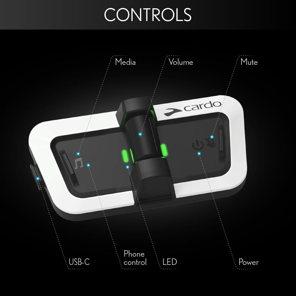 Cardo PACKTALK Outdoor Helmet Communication System, Great for Ski, Snowboard and Cycling (White, Single Pack)