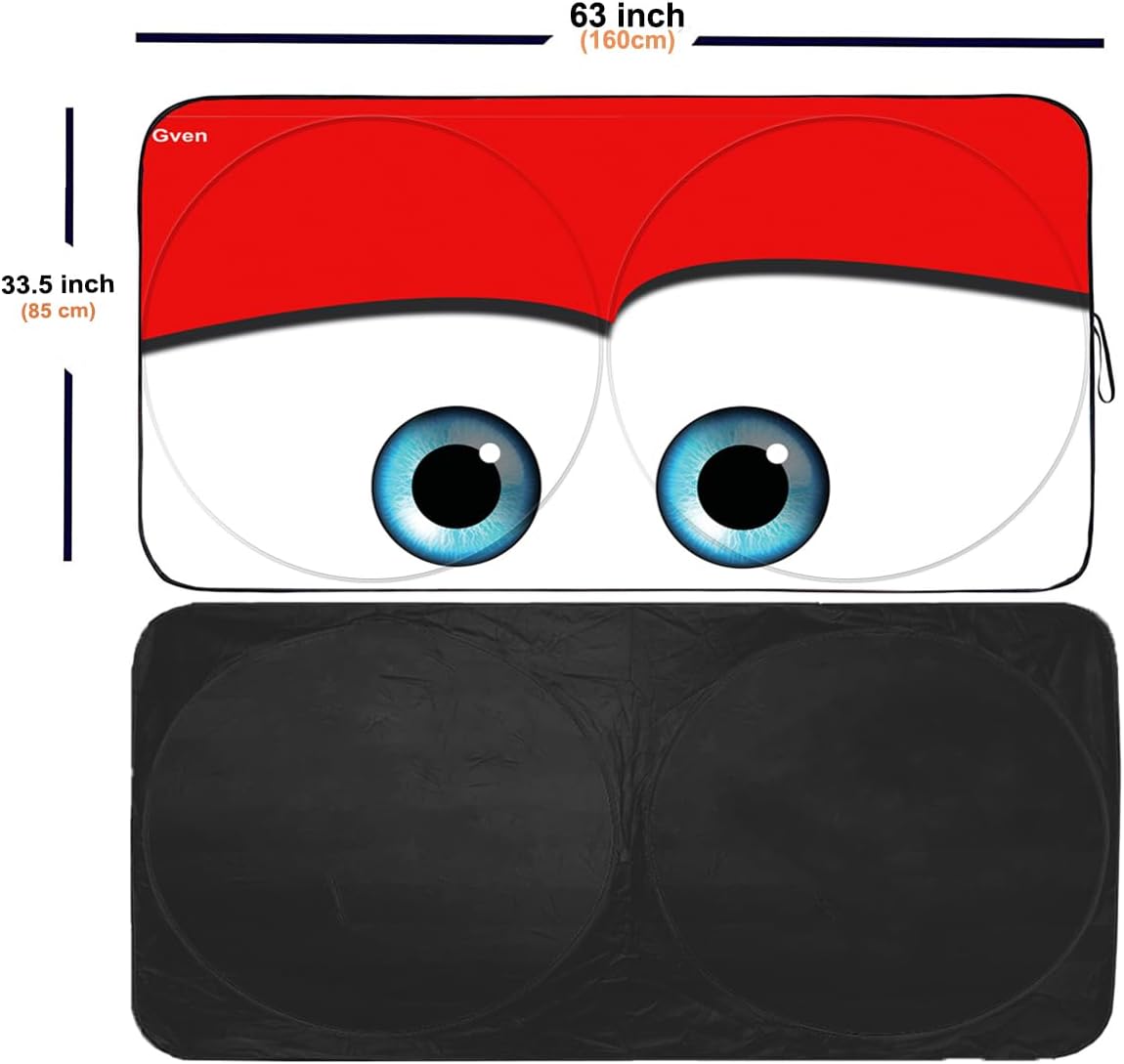 Gven Windshield Sun Shade Car Sun Shade 2025 Pink Car Accessories for Women Shades for Front Window Girly Windshield Cover Sunshades for Summer Heat Portection(Red, L)