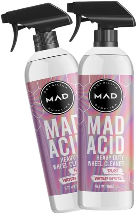 MAD Acid Heavy Duty Wheel Cleaner & Rim Cleaner - 16oz. Pack of 2 - Safe on Chrome, Clear Coated Painted Surfaces, Glass, Plastic, And Most Wheel Finishes - Brake Dust, Rust, and Grime