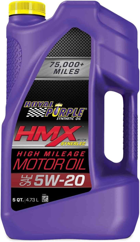 Royal Purple HMX w/Synerlec | High Mileage SAE 5W-20 Premium Synthetic Motor Oil |5 Quart | SKU: 17518