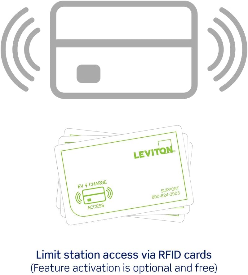 Leviton Level 2 EV Charger, 48 Amp, 208/240 VAC, 11.6 kW Output, 18' Charging Cable, Indoor/Outdoor Hardwired EV Charging Station, EV480 EVSE