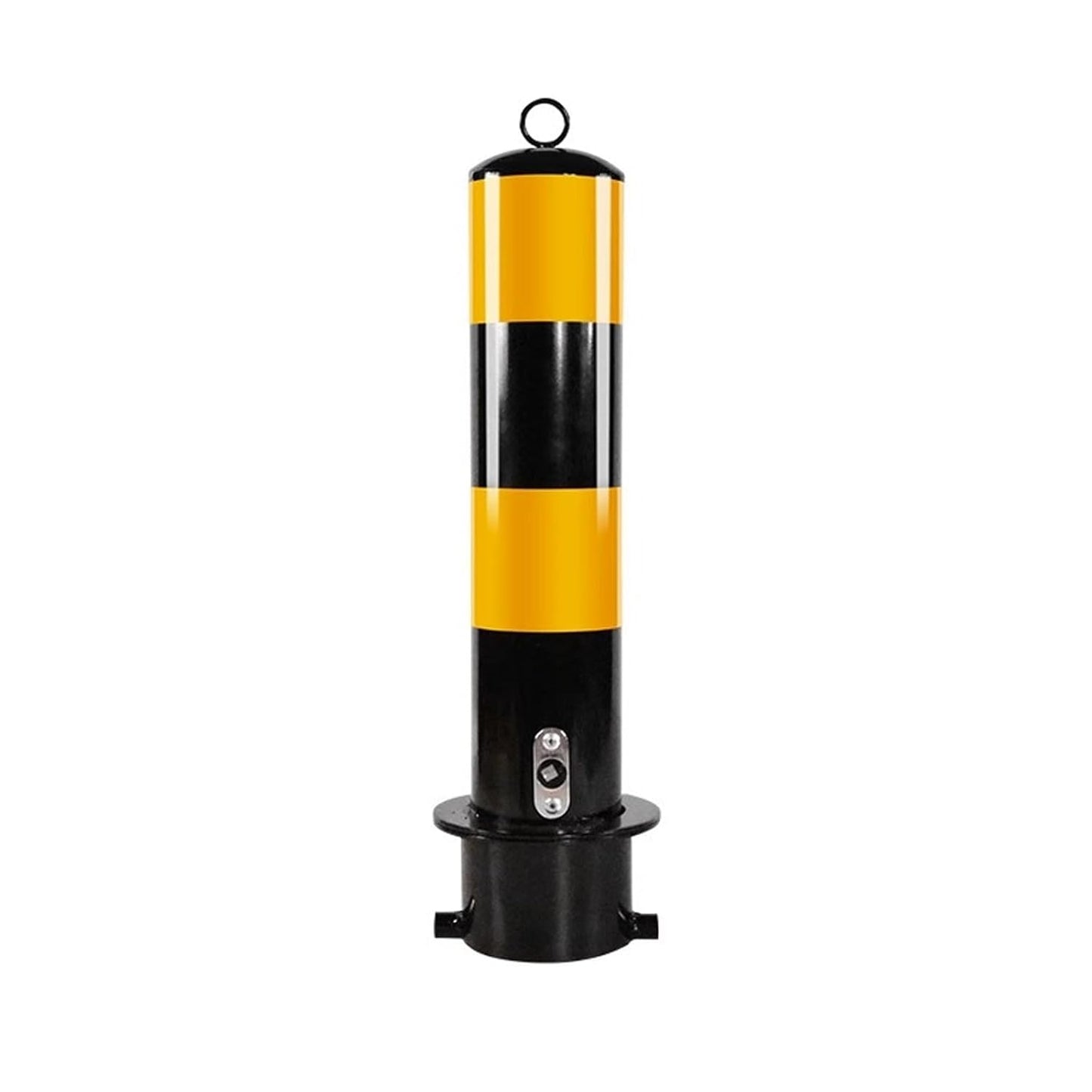 Parking Post, Removable Bollard, Yellow Safety Steel Bollard Post, with Reflective Strips and Hanging Ring, Basement Parking Lock Pillar Stations Column Lock Roadblocks Boll