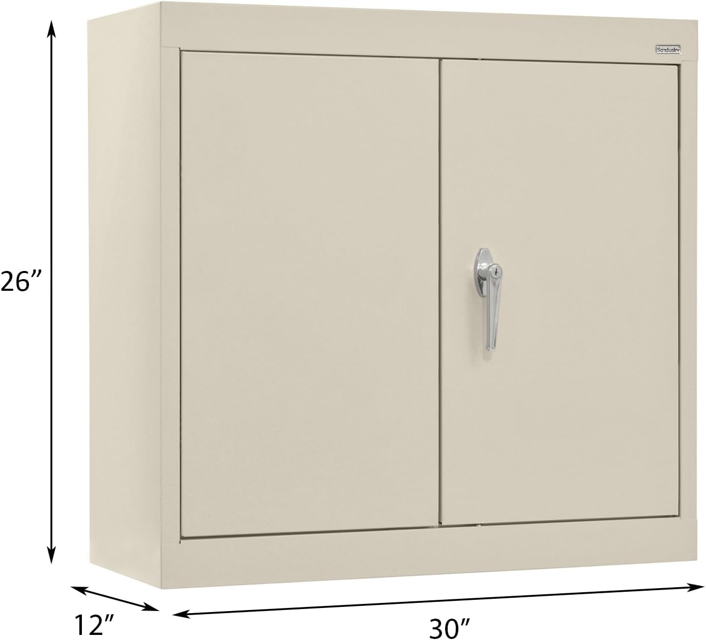 Sandusky Lee WA11301226-07 Wall-Mount Metal Storage Cabinet with Adjustable Shelf, Locking Handle, 200lb Capacity, 12" Depth x 30" Width x 26" Height, Putty