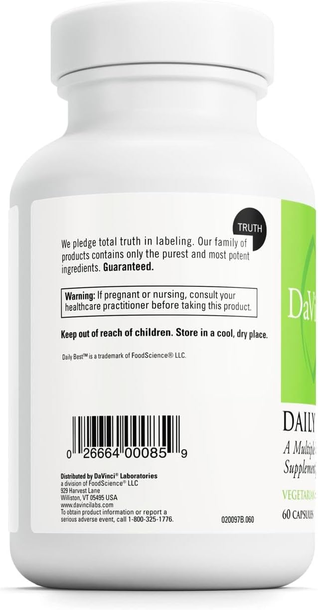 DAVINCI Labs Daily Best Ultra - Dietary Supplement to Support Cardiovascular Health, Fat Metabolism and Bone Health* - with B Vitamins, Minerals, Choline, CoQ10, Boron, Lycopene - 60 Vegetarian Caps