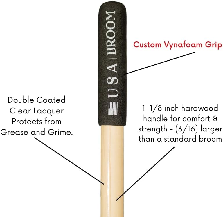 24" Heavy Duty Outdoor Push Broom with 60" Handle. Ideal for Ashpalt, Concrete & Heavy Debris. Durable American Made Steel Brackets-Stainless Steel Hardware. No Plastic. 100% Made in The USA.