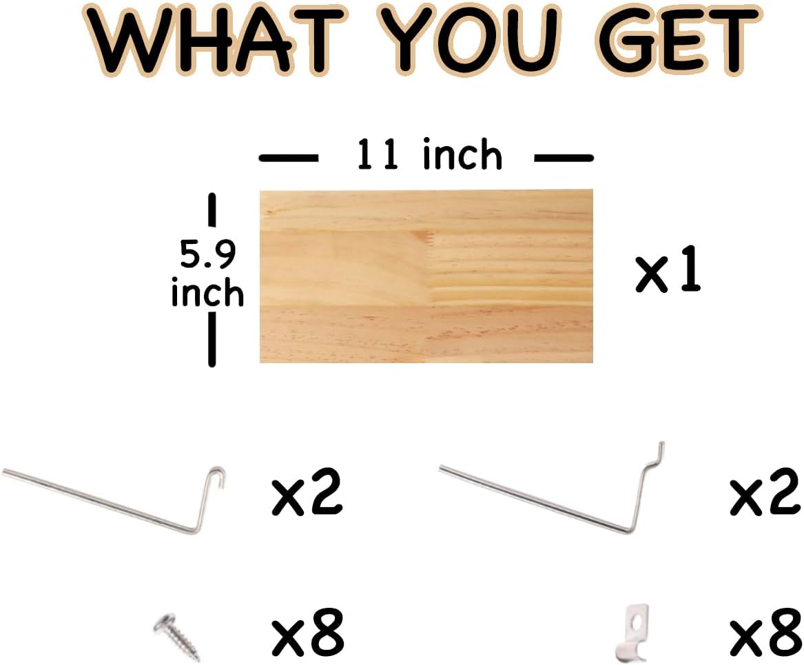 Shelves for PegBoard, Pine Wooden Pegboard Shelf Wall Organizer, Wooden Board for Walls Home, Garage Tool Storage, Office Organization, Kitchen, Craft Room,1 Pack