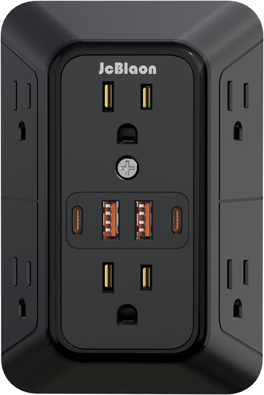 Outlet Extender Surge Protector - 6 Outlet Splitter with 4 USB Ports (2 USB C), Multiple Plug Expander Wall Charger, 3 Sided Multi Plug Wall Adapter Power Strip for Home Office Kitchen Travel