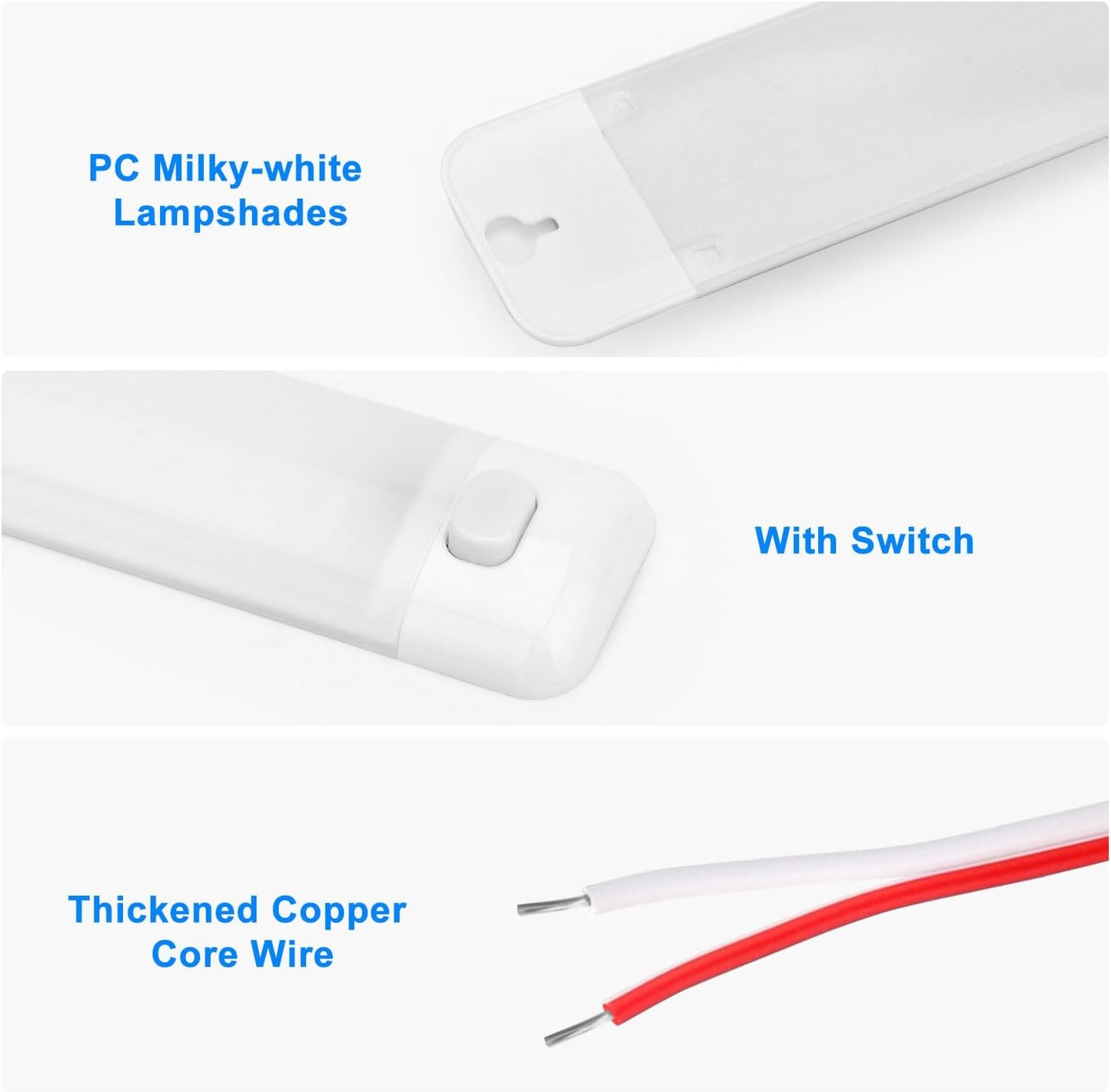 Linkstyle 12V Interior LED Light Bar, Super Bright 96LEDs Strip Lights with Switch, Enclosed Trailer Lamps for Car Truck Camper Van RV