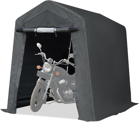 ADVANCE OUTDOOR 6X8 ft Outdoor Portable Storage Shelter Shed with 2 Rolled up Zipper Doors & Vents Carport for Motorcycle Waterproof and UV Resistant Portable Garage Kit Tent, Gray