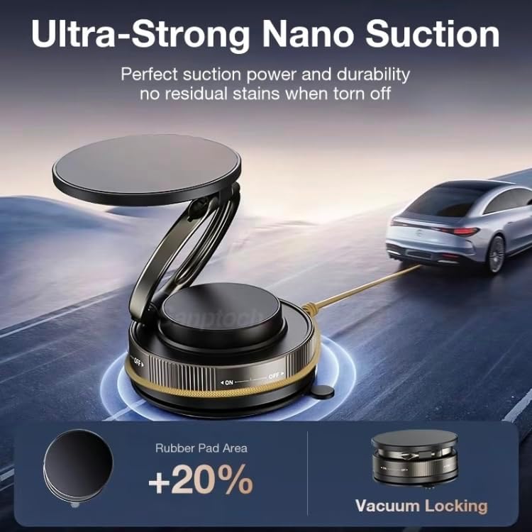 Super Strong Magnetic N52 car Phone Holder, 3-axis Folding, 360° Multi-Angle Circular Free Adjustment, Compatible with iPhone16/15/14/12 Full Series and Android Models (Black)