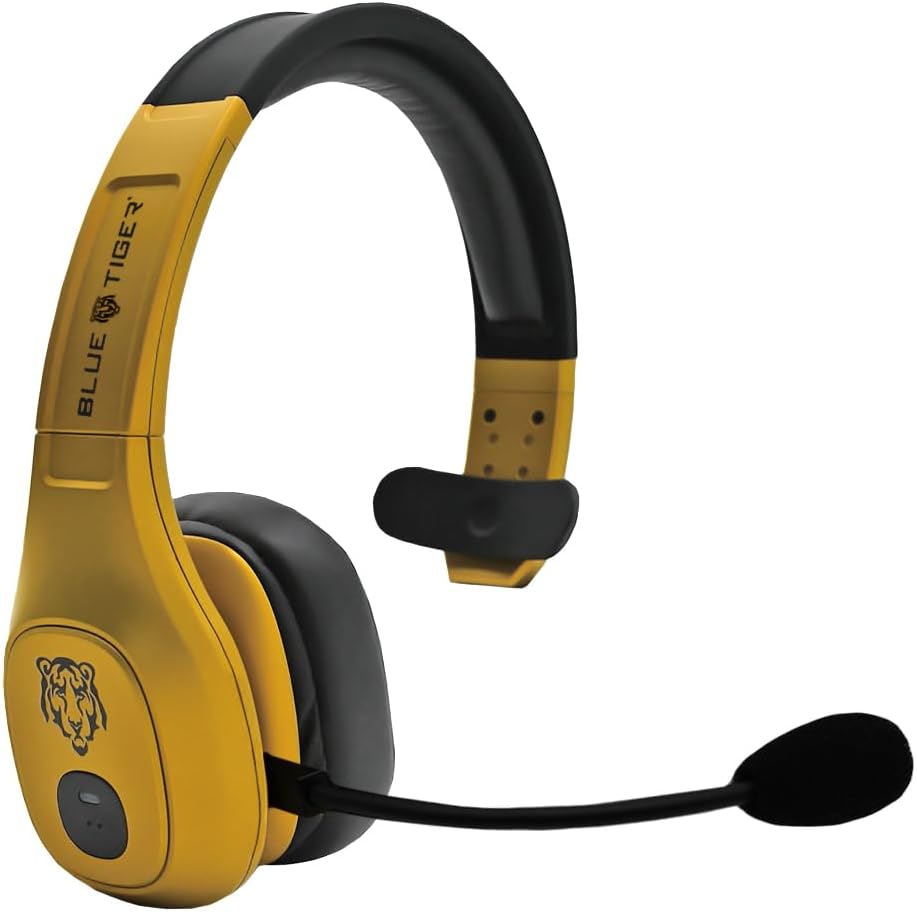 Blue Tiger Storm Gold - Premium Trucker Bluetooth Headset-Wireless Noise Canceling Mono Headset with Mic -High-Fidelity Sound, 30-Hour Talk Time, USB-C Charging - for Truck Drivers, Bluetooth 5.0