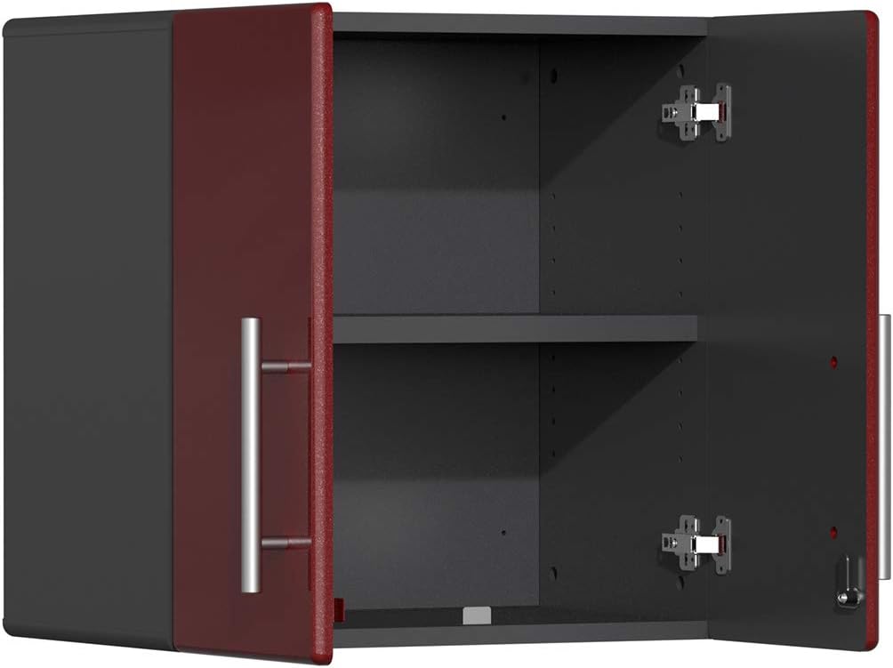 Ulti-MATE UG23101R 10-Piece Garage Cabinet Kit with Channeled Worktop in Ruby Red Metallic