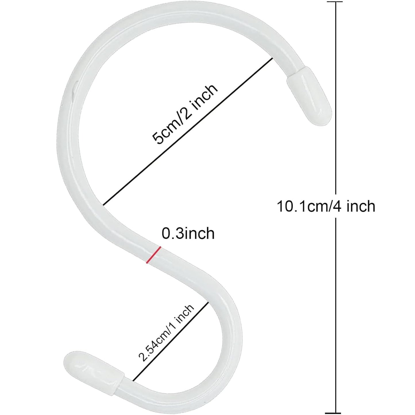 Nisoger 24 Pack 4 inch Vinyl Coated S Hooks with Rubber Stopper Non Slip Heavy Duty S Hook, Steel Metal White Rubber Coated Closet S Hooks for Hanging Jeans Plants Jewelry Pot Pan Cups Towels