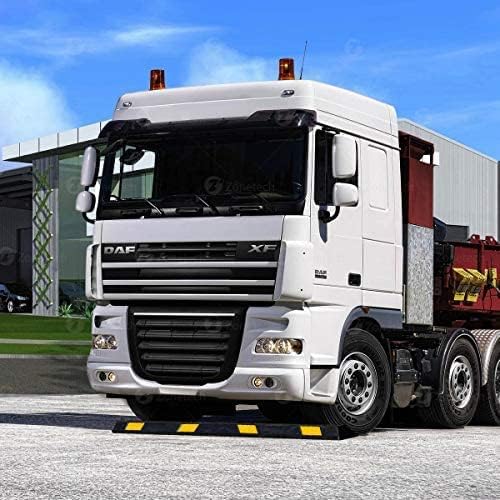 ZONETECH Large Heavy Duty Rubber Parking Curb – 72” Premium Quality Auto Garage Wheel Stopper Professional Grade w/Yellow Reflective Tape for Car, Truck, Trailer and RV (2-Pack)