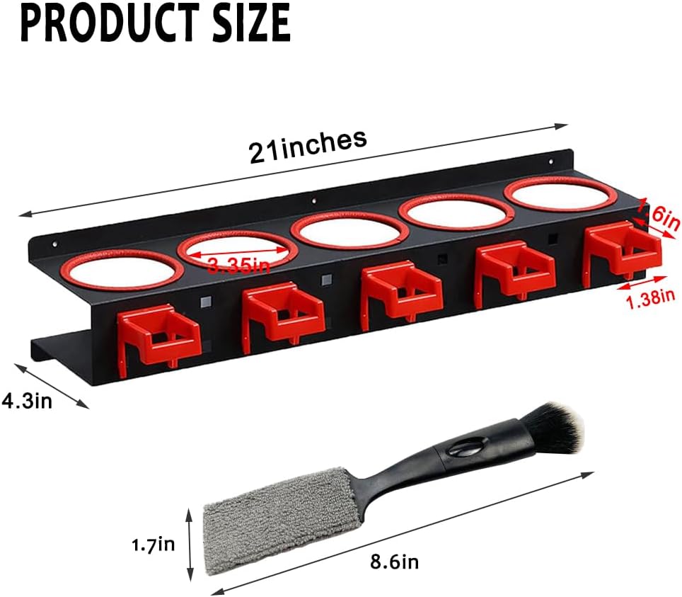 Wall Mounted Spray Bottle Holder, 2 Pack Spray Can Holder, Spray Bottle Storage Rack, Garage Bottle Organizer with Car Cleaning Brush Kit, Aerosol Can Organizer for Garage Car Beauty Accessory