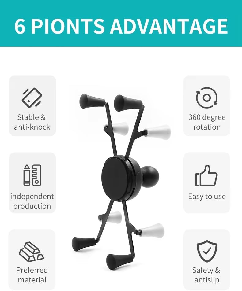 Strg Tablet Mount with Composite Double Socket Arm(Medium) for 6" Tablets, Tablet Holder Compatible with RAM B Size 1" Ball Mounts Components for Motorcycle Bike Car etc