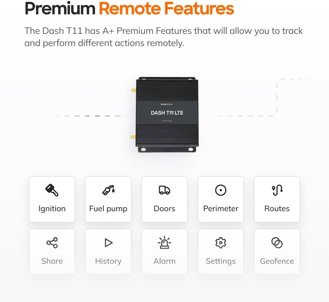 Dash T11 GPS Tracker for Vehicles, Real Time Tracking, Theft Prevention, Door Lock/Unlock, No Contract, Fleets Cars Trucks, US Support, Advanced Reports Easy Set Up & Easy to Use