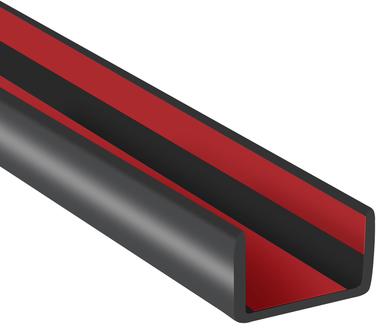 Rubber Edge Trim, 1/2" Self Adhesive Flexible U Channel Edge Protecter for Plywood, Tables, Desks, Cabinets, Counter Top, Wide U Shaped Edge Trim, Edge Banding, Black Color, 20Ft
