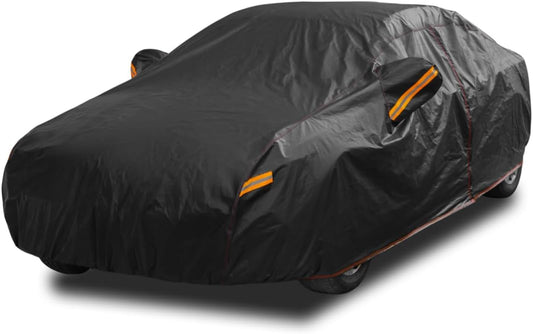 6 Layer Heavy Duty Car Cover Waterproof All Weather Protection with Cotton Liner, Universal Fit Lincoln MKZ, Chrysler 300, Tesla Model S, Cadillac CTS CT5, Dodge Challenger Charger