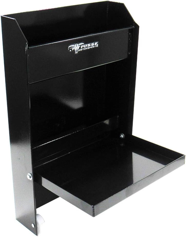 Pit Posse 458BK Jr Work Station Storage Cabinet Shelf Rack Holder Caddy - Made in USA - Garage Enclosed Race Trailer Automotive Mechanics Shop Storage Organizer Aluminum (Black)