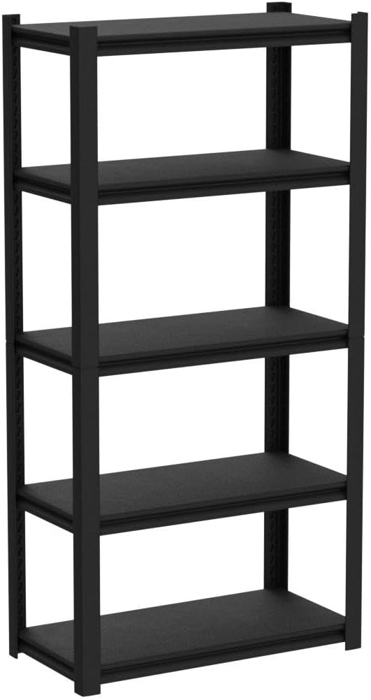 Raybee 5-Tier Industrial Heavy Duty Storage Shelving, 32" W x 16.5" D x 63" H, Black Metal Garage Shelving, 2000LBS Capacity