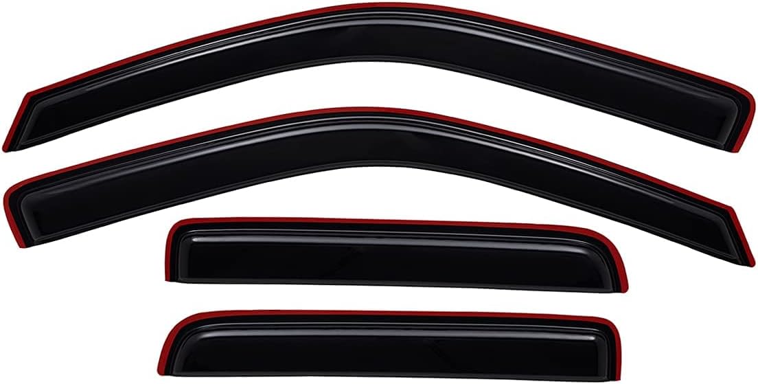 Lightronic Extra Durable Clip-on in-Channel Auto Vent Window Visor, Fits 2004-2012 Chevrolet Colorado & GMC Canyon, Crew Cab, UV Protection Rain Guard, Original Wind Deflector, Dark Smoke, 4-Pcs