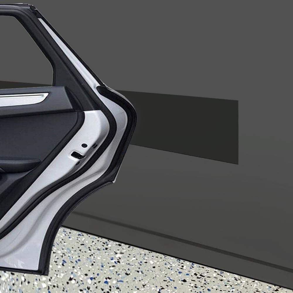 Rubber Bond Garage Wall Protectors - 6x48 Inches Strong Self-Adhesive Rubber Bumper Protectors for Garage Walls - Anti-Scratch and Waterproof Garage Wall Protector for Car Doors (Black, 1 Pack)