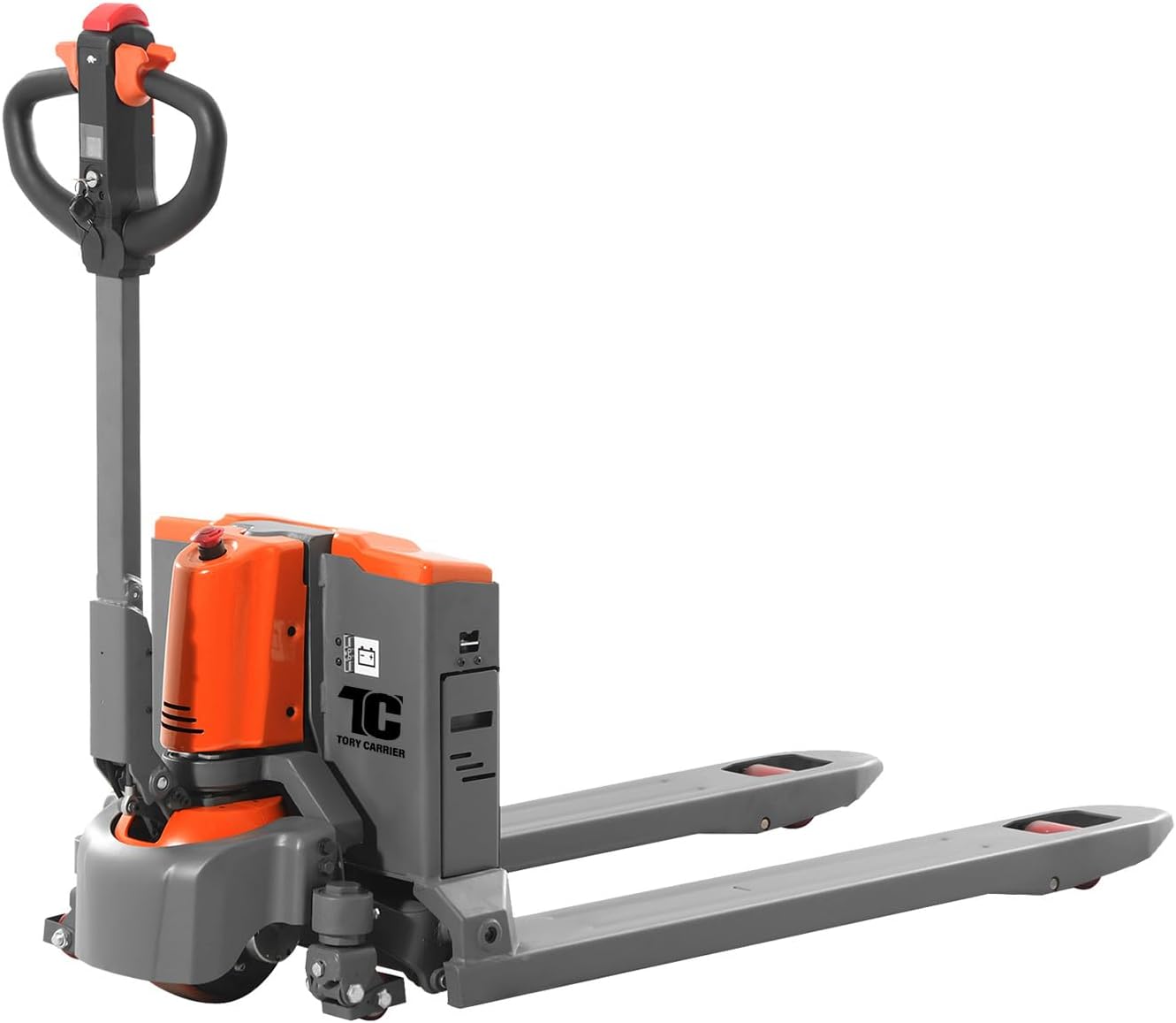 Tory Carrier Full Electric Power Pallet Jack Truck 3300lb Cap. 48" x 27" Fork Size, Lithium Battery Motorized Trucks Lift for Material Handling