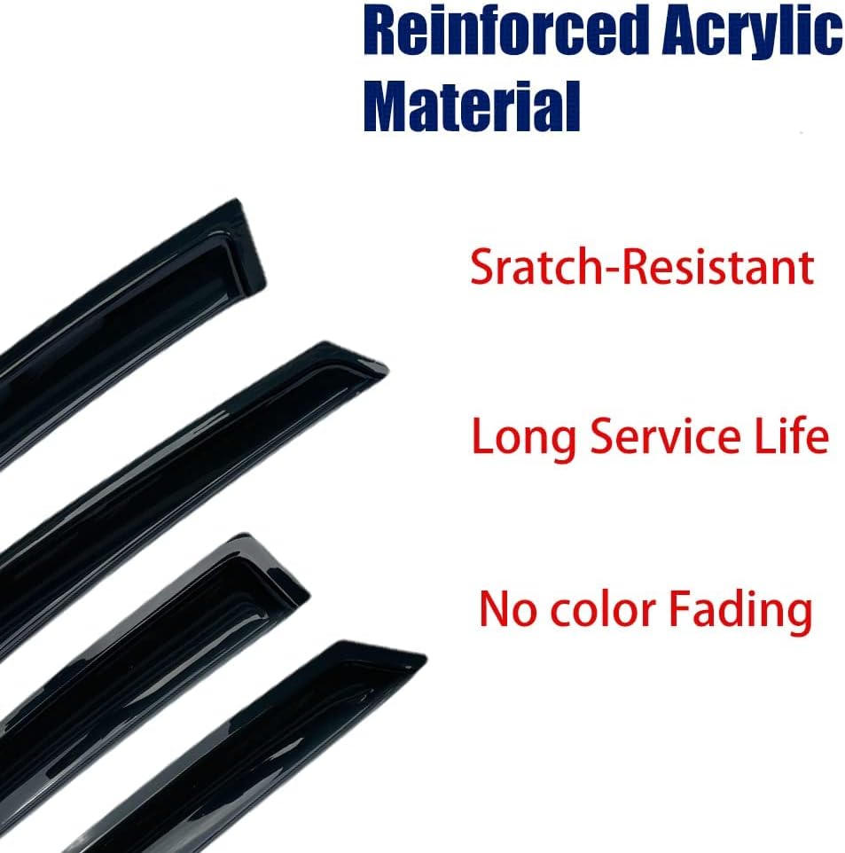 94059 Side Window Visors Wind Vent Deflector,4pcs Outside Mount Tape-On Rain Guards Set fit for 2001-2012 Escape,2008-2011 Mazda Tribute,2005-2011 Mercury Mariner