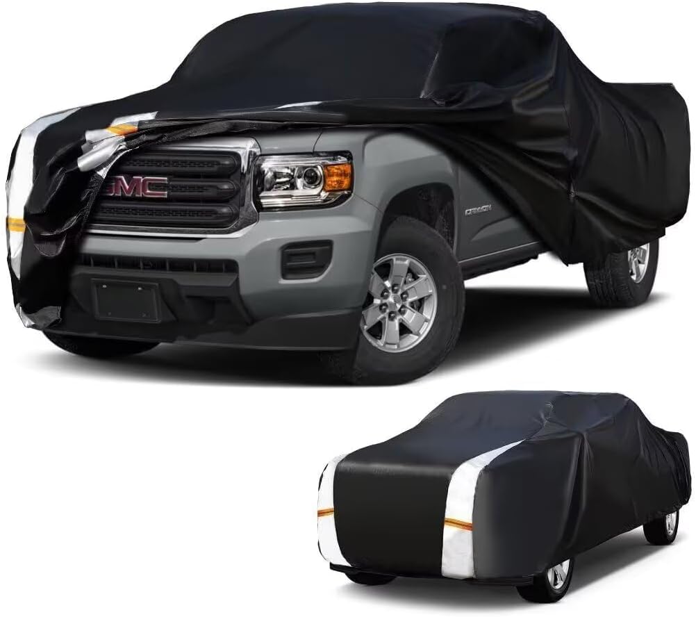 GMC Canyon Truck Cover Custom Fit 2004-2025 Extended/Crew Cab SB (5'-6.1') with Door Zipper, 12 Layers Full Exterior Pickup Truck Cover Waterproof All Weather, for Wind Dust Sun and UV Protection.