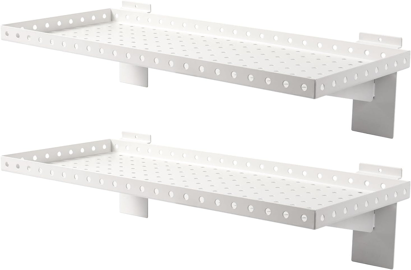 Slatwall Shelves 24x10 Inch, Slatwall Accessories for Retail, Garage, Home Storage, Heavy Duty Slat Wall Hanging Shelf (2, White)
