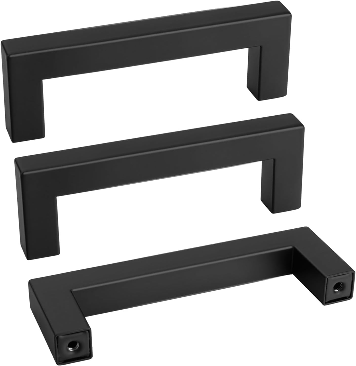 Goldenwarm 1 Pack Black Square Bar Cabinet Pull Drawer Handle Stainless Steel Modern Hardware for Kitchen and Bathroom Cabinets Cupboard, Center to Center 3-1/2in (90mm)