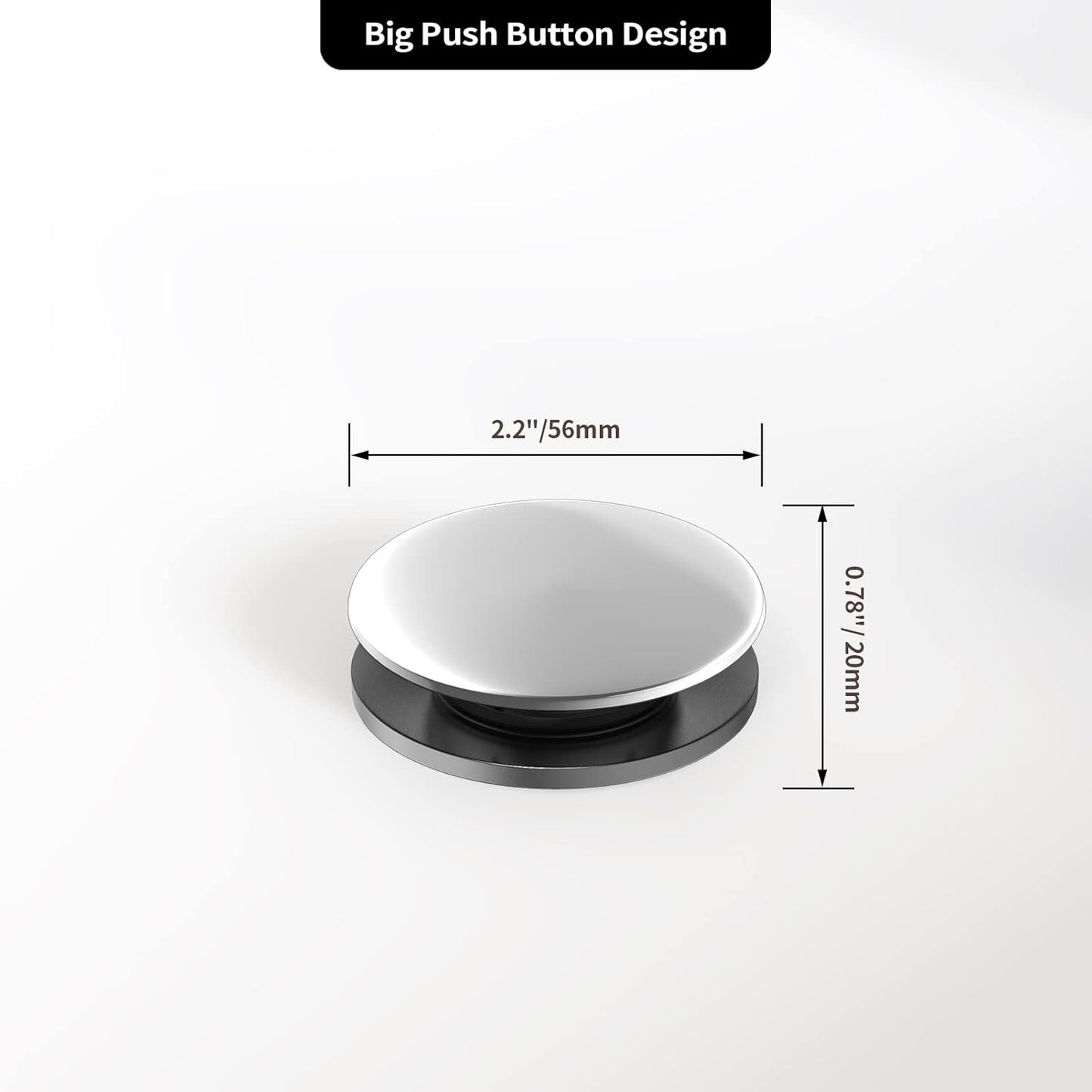 Bathroom Sink Drain with Overflow, PureHome Bathroom Sink Stopper, Pop Up Bathroom Drain Stopper Sink Plug - Engineering Plastic Material - Polished Chrome