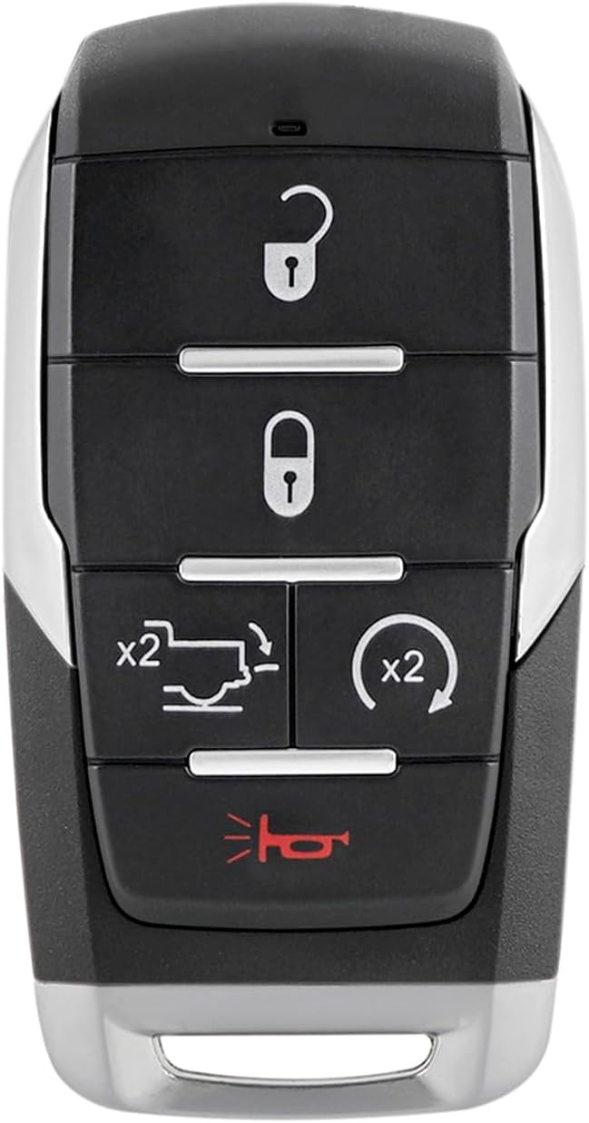 Key Fob Remote Replacement Fits for Dodge Ram 1500 2019 2020 2021 2022 2023 2024 4 Buttons 433MhzSmart Key Fob FCC ID: OHT-4882056 P/N: 68442907 68291689 (5 Buttons)