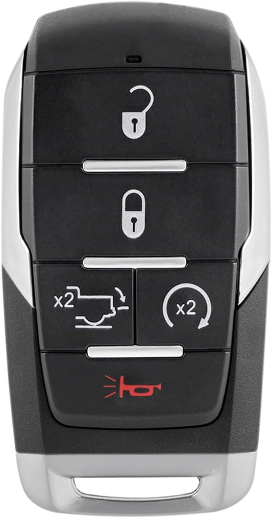 Key Fob Remote Replacement Fits for Dodge Ram 1500 2019 2020 2021 2022 2023 2024 4 Buttons 433MhzSmart Key Fob FCC ID: OHT-4882056 P/N: 68442907 68291689 (5 Buttons)