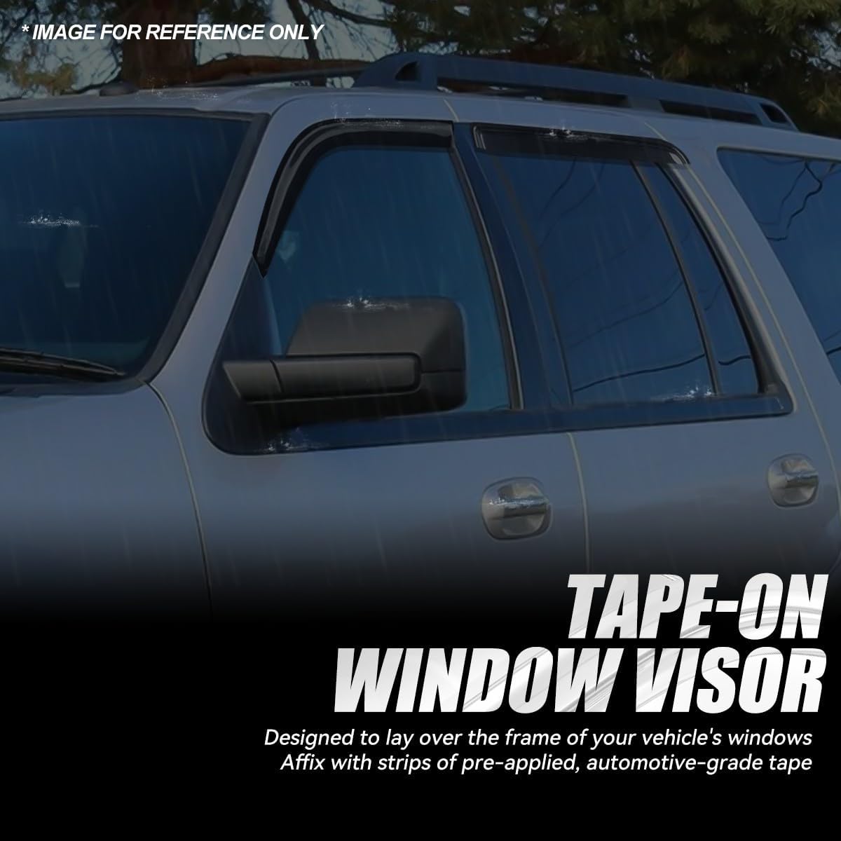 Auto Dynasty Set of 4 Carbon Fiber Pattern Window Visors Compatible with Ford Expedition Lincoln Navigator 1997-2017, Tape-On Rain Guards Shield Vent Shade Deflector Black