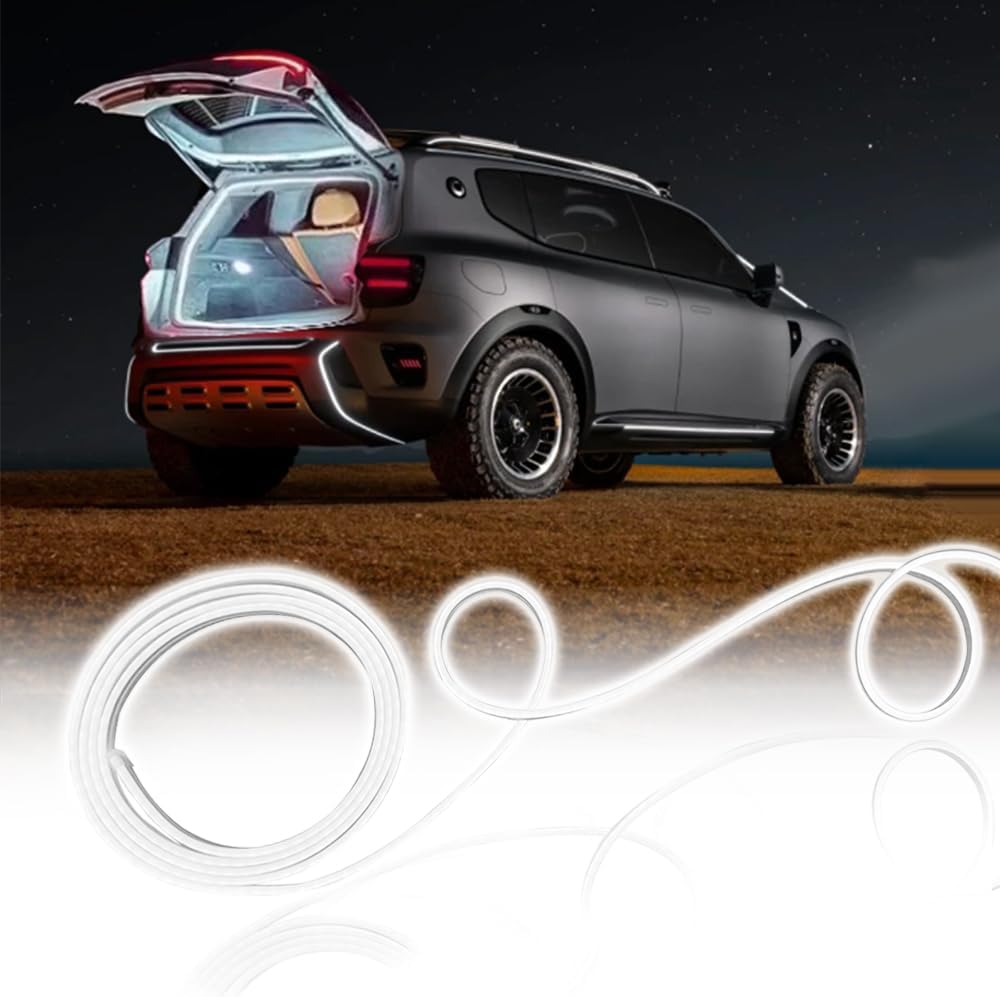Car LED Strip Light For Trunk, 79Inch IP67 Silicone Waterproof Neon Light Strip Embedded, Flexible Cutting Universal Auto Interior Lights(White)